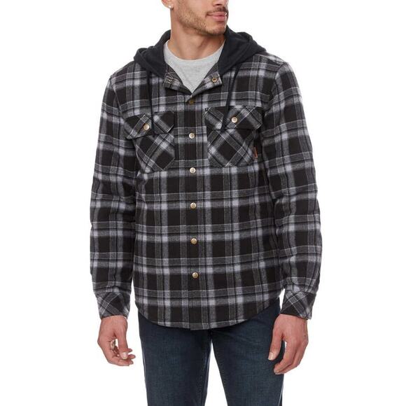 NWT Legendary Outfitters Men’s Insulated Casual Hooded Plaid Shirt Jacket - Picture 1 of 7